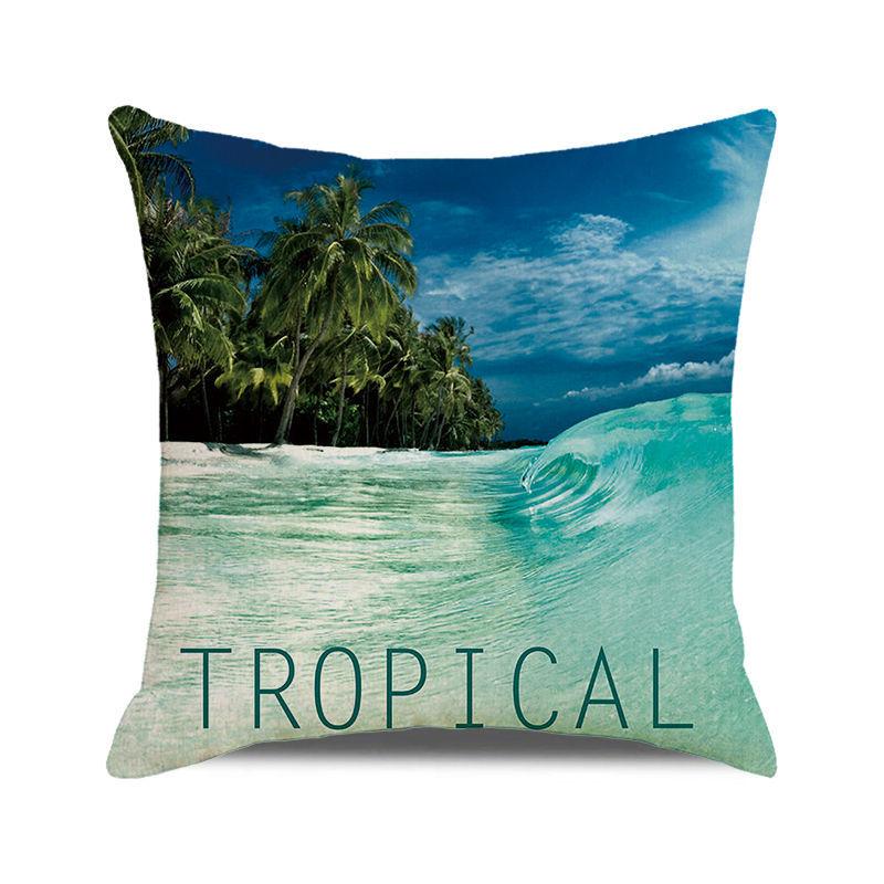 Beach Coconut Grove Sunset Scenery Print Pattern Cushion Cover Home Living Room Sofa Decoration Square Pillow Pillow Cover