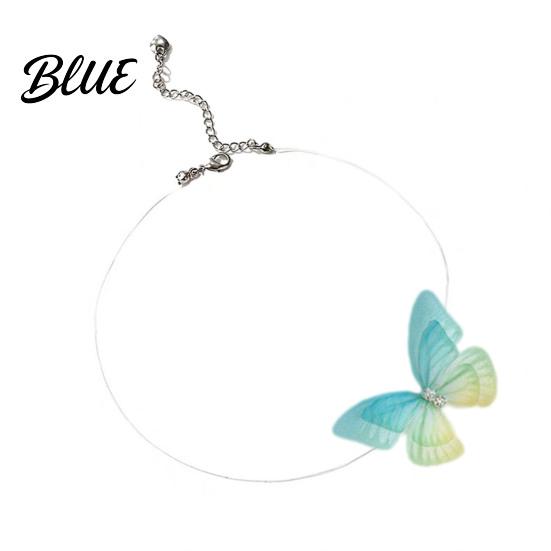 Simulated Butterfly Pendant Choker Necklace Boho Invisible Chain Fairy Trendy