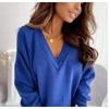 2023 Women's Solid Color V-Neck Knitwear with Cuff Button Top
