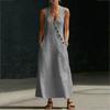 GMXIA Women's V-Neck Sleeveless Fashion Summer Spring Solid Color Print Casual Dresses