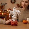 Artistic Resin Craft Figurine Swirling Ghost Pumpkin Yard Lamp Lighted Spooky Statue Warm LED Outdoor Battery Operated Lamp Decor Fall Autumn