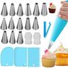 1set Piping Bags and Tips Set Cake DIY Decorating Kit with Stainless Steel Nozzle Reusable Silicone Pastry Cake Decorating Tools