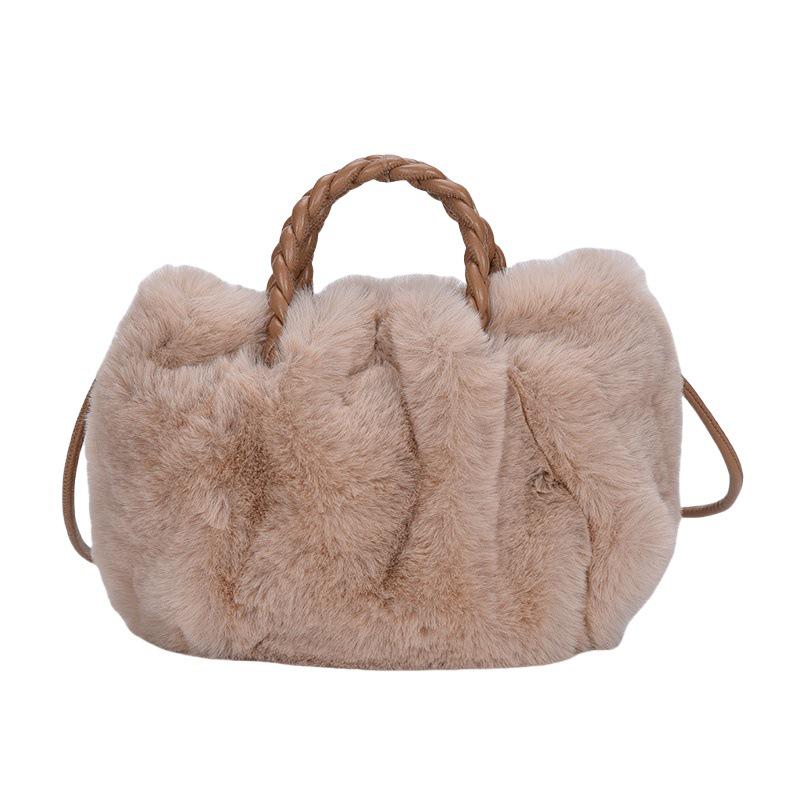 Stylish Autumn/Winter Fluffy Crossbody Handbag with Rabbit Fur