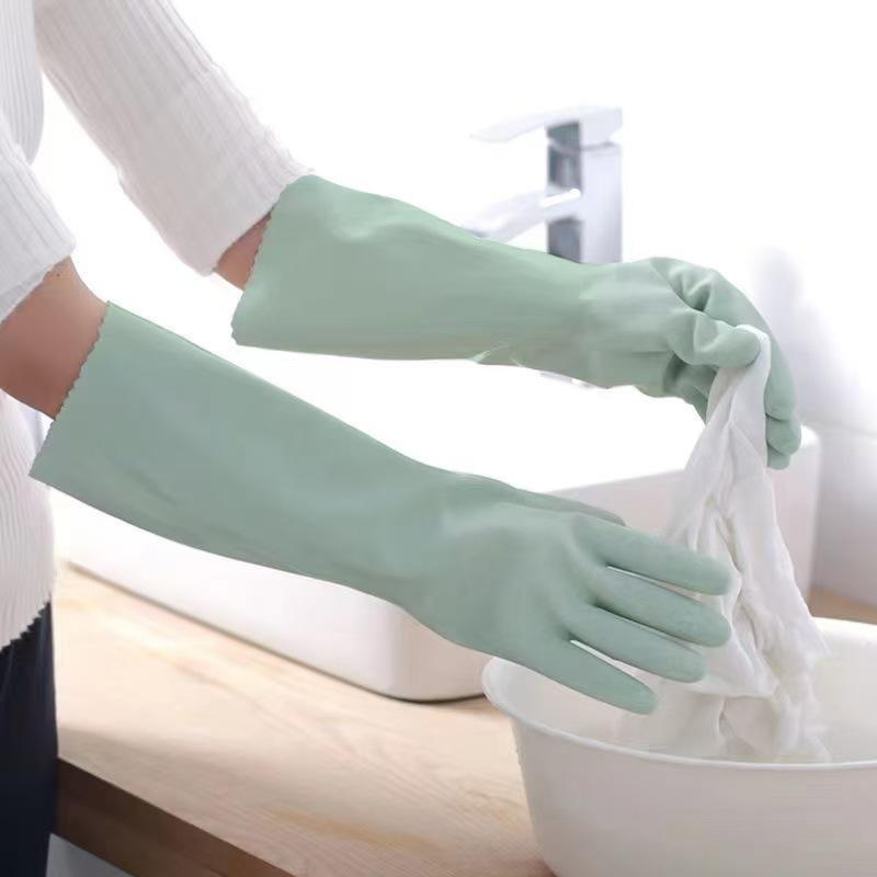 Plush-Lined Durable Latex Dishwashing and Cleaning Gloves with Velvet for Comfort