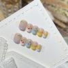 Handmade Press On Nail Cute Sweet Summer Colorful Hand-painted 3D Fruits Short Square Round Fake Nail Patch Artificial Nail Reusable