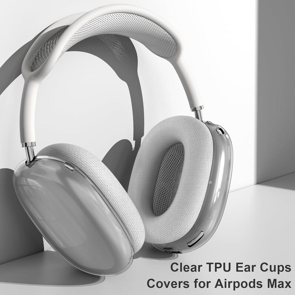 Case Cover for AirPods Max Headphones, Clear Soft TPU Earcup Cover for AirPods Max, Anti-Scratch Transparent Accessories Skin Protector for Apple