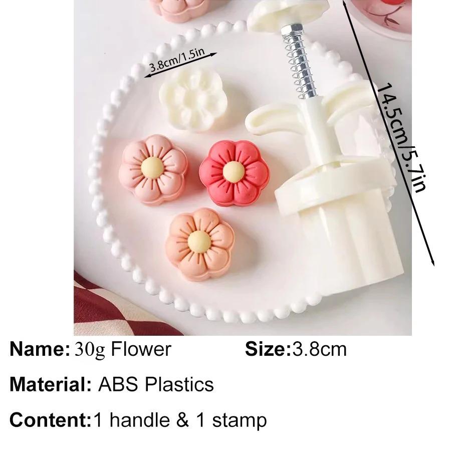 30g/50g Mini Hand Pressed Mold Flower Shape Mooncake Cookie Pastry Stamp Home DIY Mung Bean Cake Dessert Decoration Baking Tools