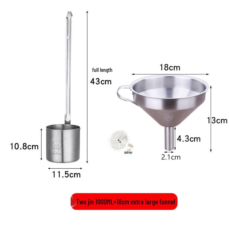 Jingyuheng 304 Stainless Steel Funnel & Ladle Set