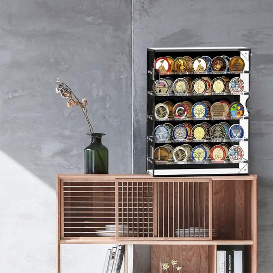 Acrylic Coin Display Box 5 Layers Large Capacity Challenge Coin Showcase Holder Clear Coin Badge Medal Display Collection Organizer Box Collector Gift