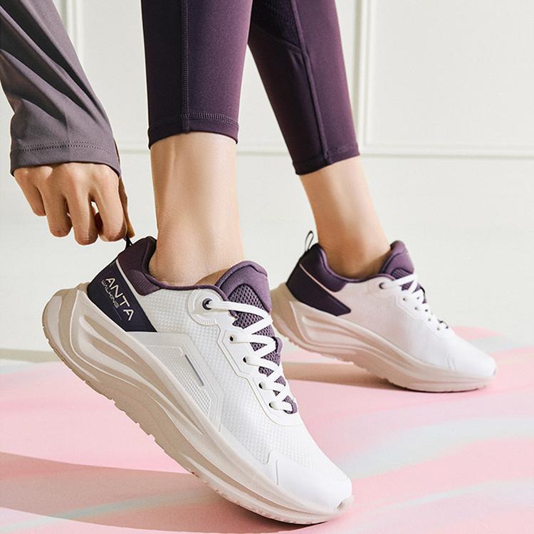 Anta Le Dao Comfortable Versatile Shock Absorbing Non-Slip Low-Top Training Shoes Women Sneaker White Purple 122517719-3
