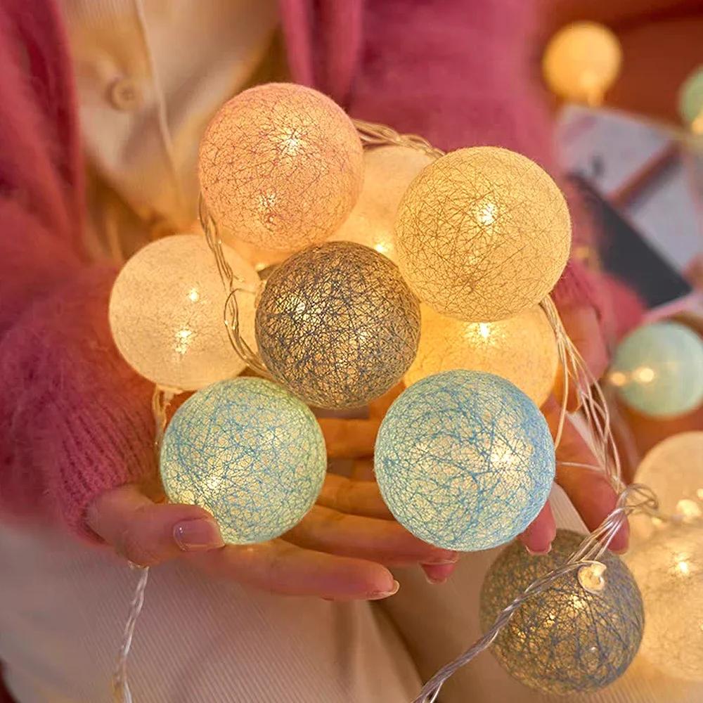 20LED Ball String Lights Lantern Rattan Battery or USB Control Wedding Christmas Decor Lighting Home Party Garden Ornament Lamps
