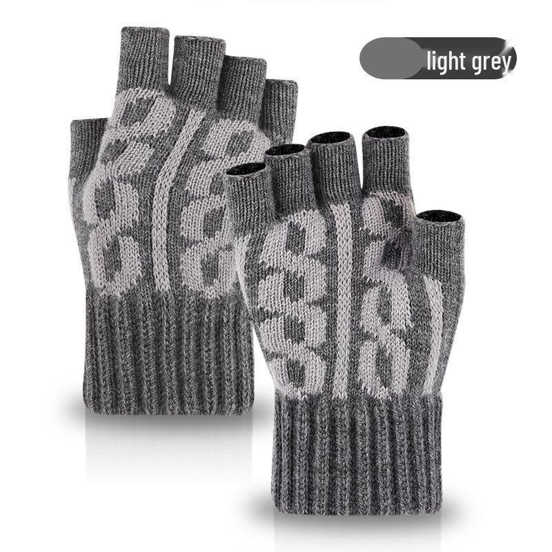 Winter Alpaca Wool Fingerless Gloves for Men, Women, Students - Ideal for Cycling and Writing