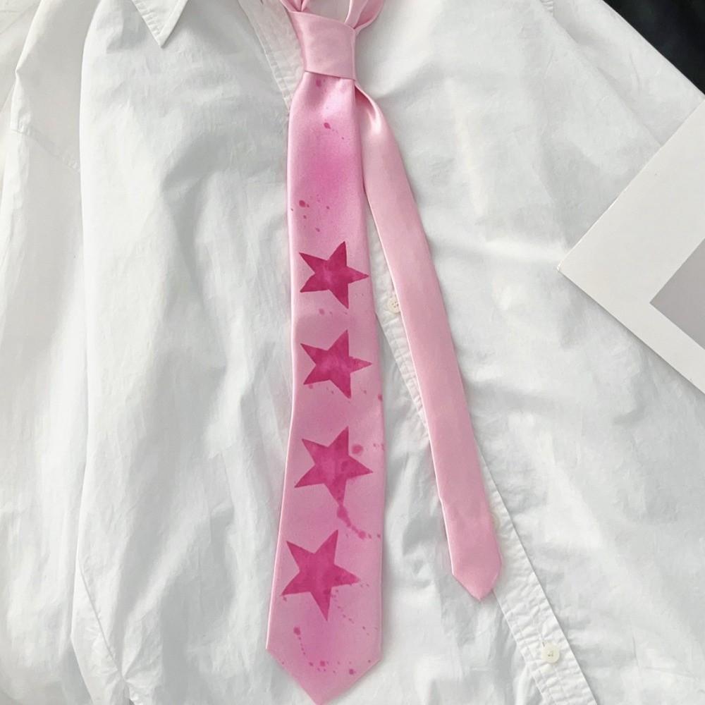 Y2K Star Tie Sweet Unisex Necktie Creative Glossy Tie Party