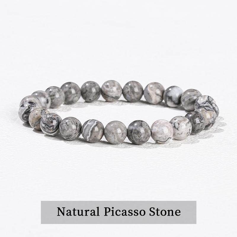 JD Natural Stone Beads Bracelet Amethyst Tiger Eye Crystal Quartz Agate Gem Beads Bangles Women Men Reiki Healling Jewelry Gift