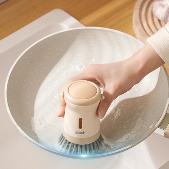 Kitchen Cleaning Brush Press Dish Pot Scrubber with Transparent Windows Kitchen Washing Tools for Stoves Range Hoods Sinks