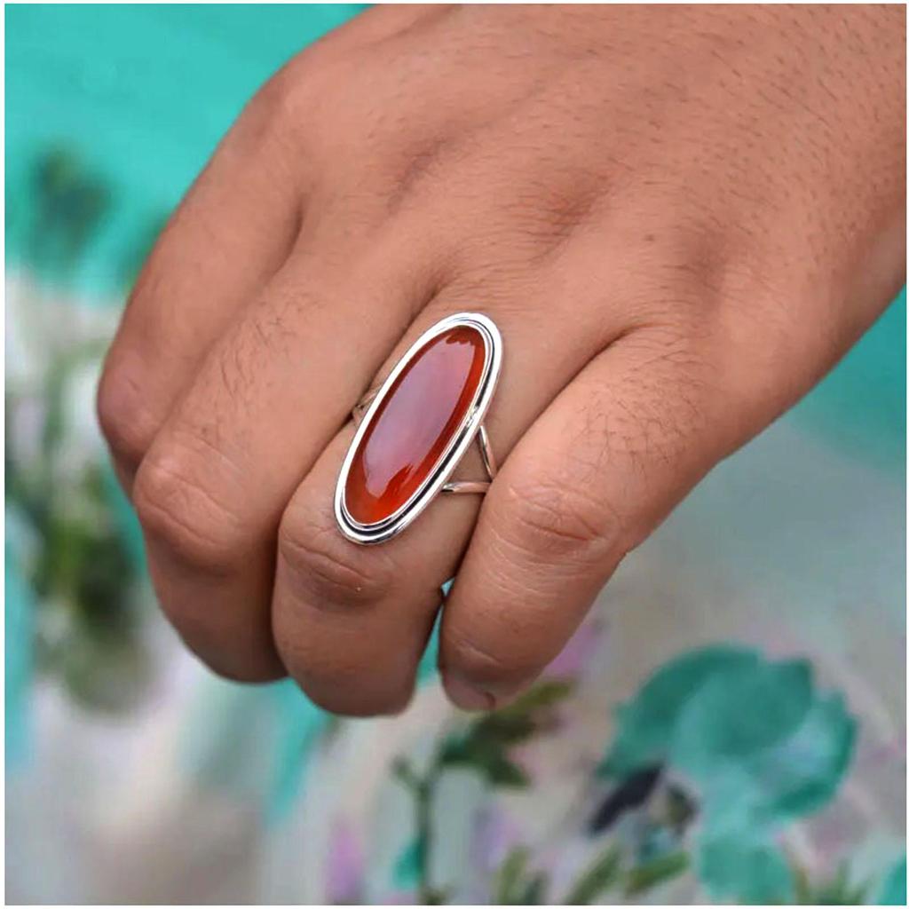 Carnelian 925 Sterling Silver Ring – Handmade Gemstone Jewelry