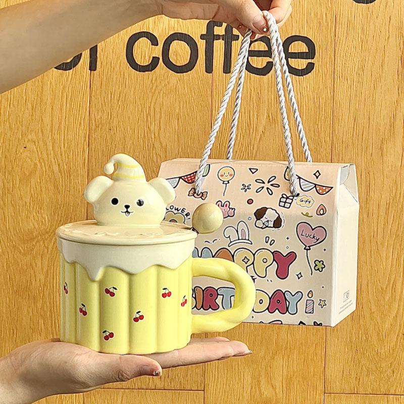 Birthday gifts for girls, high-value cartoon bear cups, cute ceramic mugs, practical gifts for girlfriends
