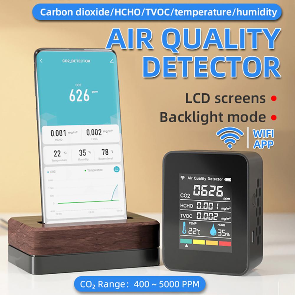 5/3 In 1 WIFI Air Quality Monitor CO2 Sensor Meter Detector Air Quality Detector Medidor CO2 Air Quality Sensor CO2 Gas Analyzer