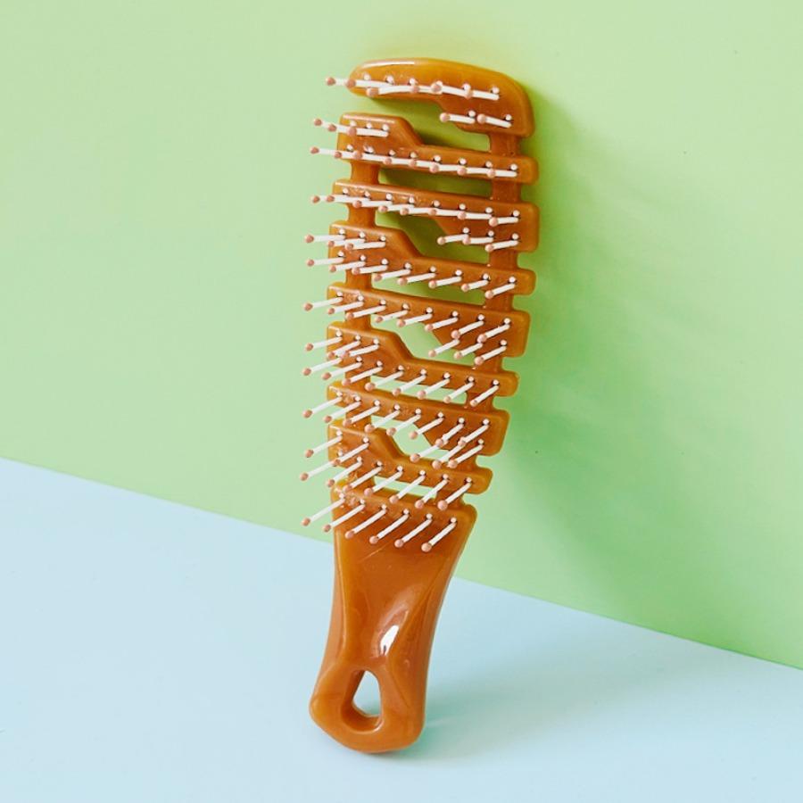 Mini Cutout Rib Comb Smooth Hair Comb Leather Massage Large Curved Comb Gradient Fluffy Styling Comb