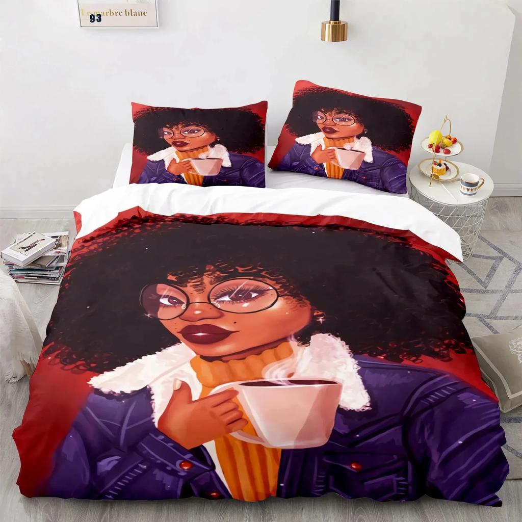 Cartoon Girly Watercolor Girl Modern Women Comfortable Duvet Quilt Cover Pillowcase Bedding Set Bedroom Decoration Home Textile