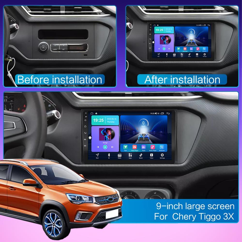 2 DIN Android Carplay Car Radio For Chery Tiggo 3 2016-2018 Multimedia Player Head Unit Stereo GPS Navigation BT WIFI 2+32GB