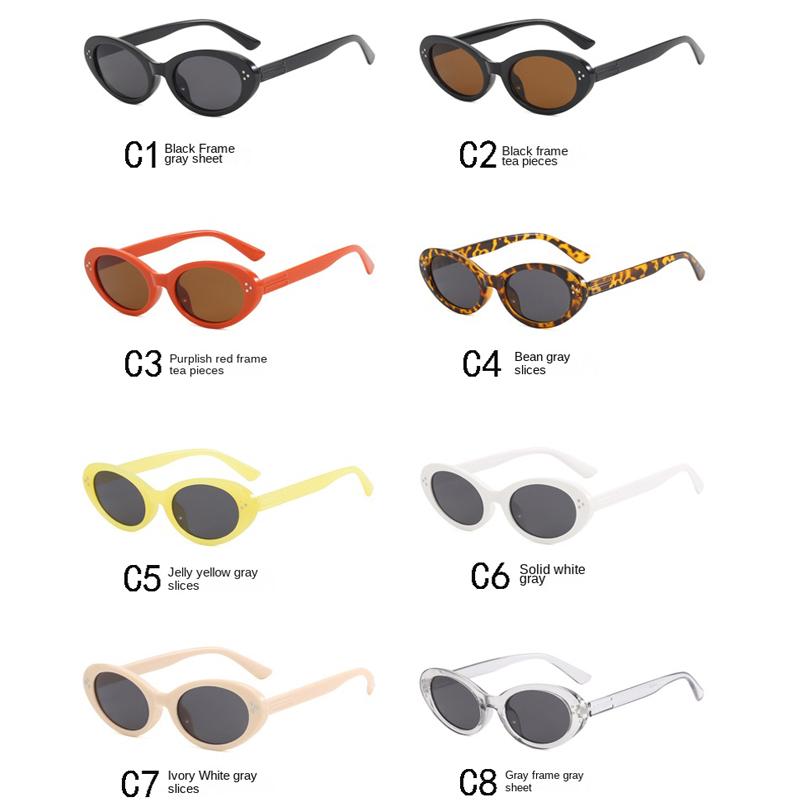 2PACK Vintage Oval Sunglasses Women Luxury Brand Designer Small Oval Glasses Retro Black Glasses Ladies Goggle UV400 Shades