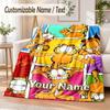 Garfield Custom Name Flannel Throw Blanket Soft Warm for Sofa Bed Indoor Home Use