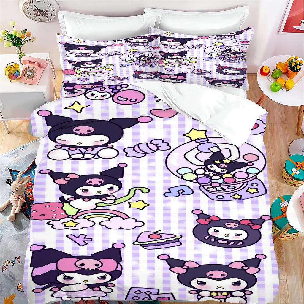 Kuromi Printed Cartoon Quilt Cover for Children, Cute Sanrio, Soft, Customizable Bedding, Custom Made, Home, Bedroom