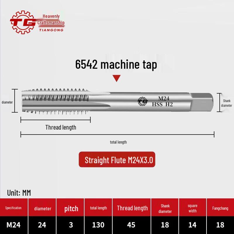 TIANGONG Straight Flute Machine Tap M24x3 Straight Flute