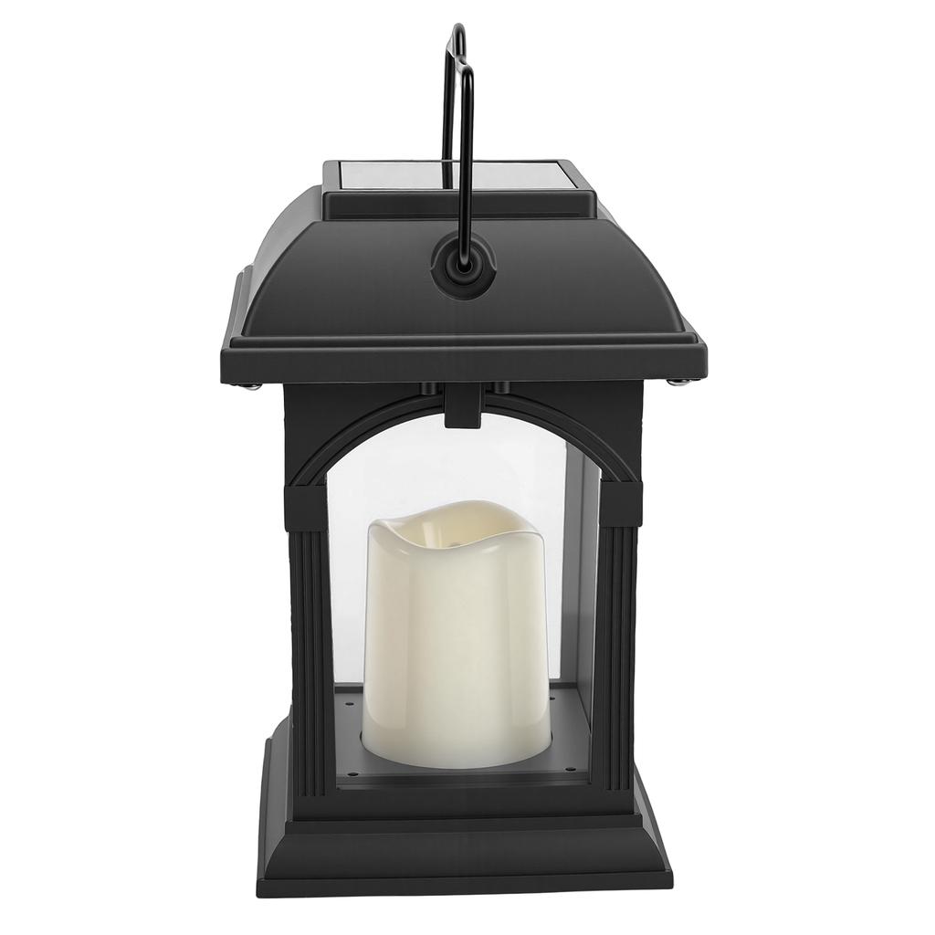 Solar Hanging Lantern LED Light Garden Lamp with Flickering Flameless Candle Rainproof Outdoor Hanging Candle Lantern