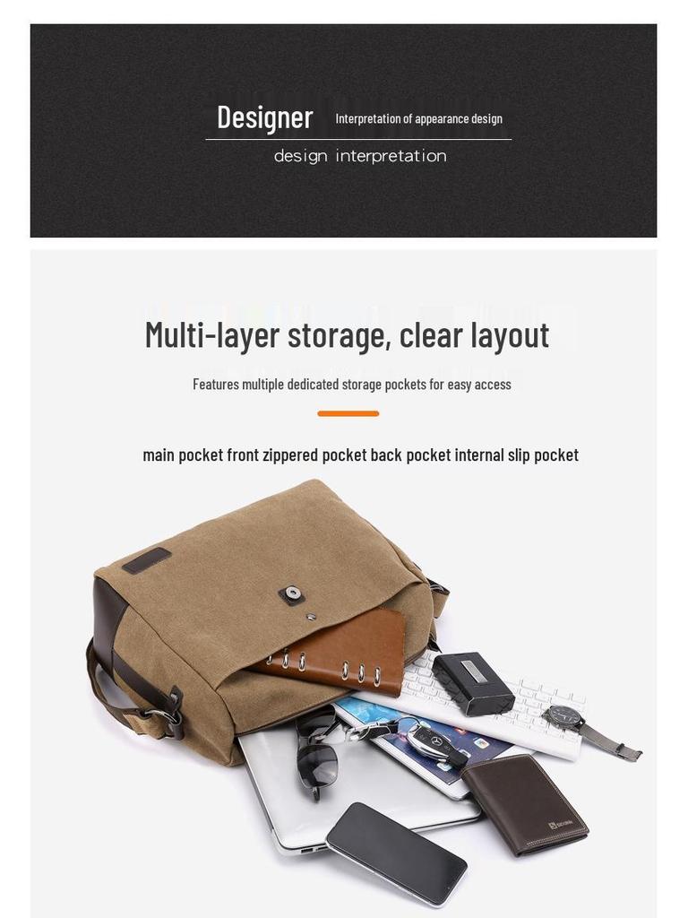 Men's Large Capacity Lightweight Canvas Crossbody Bag