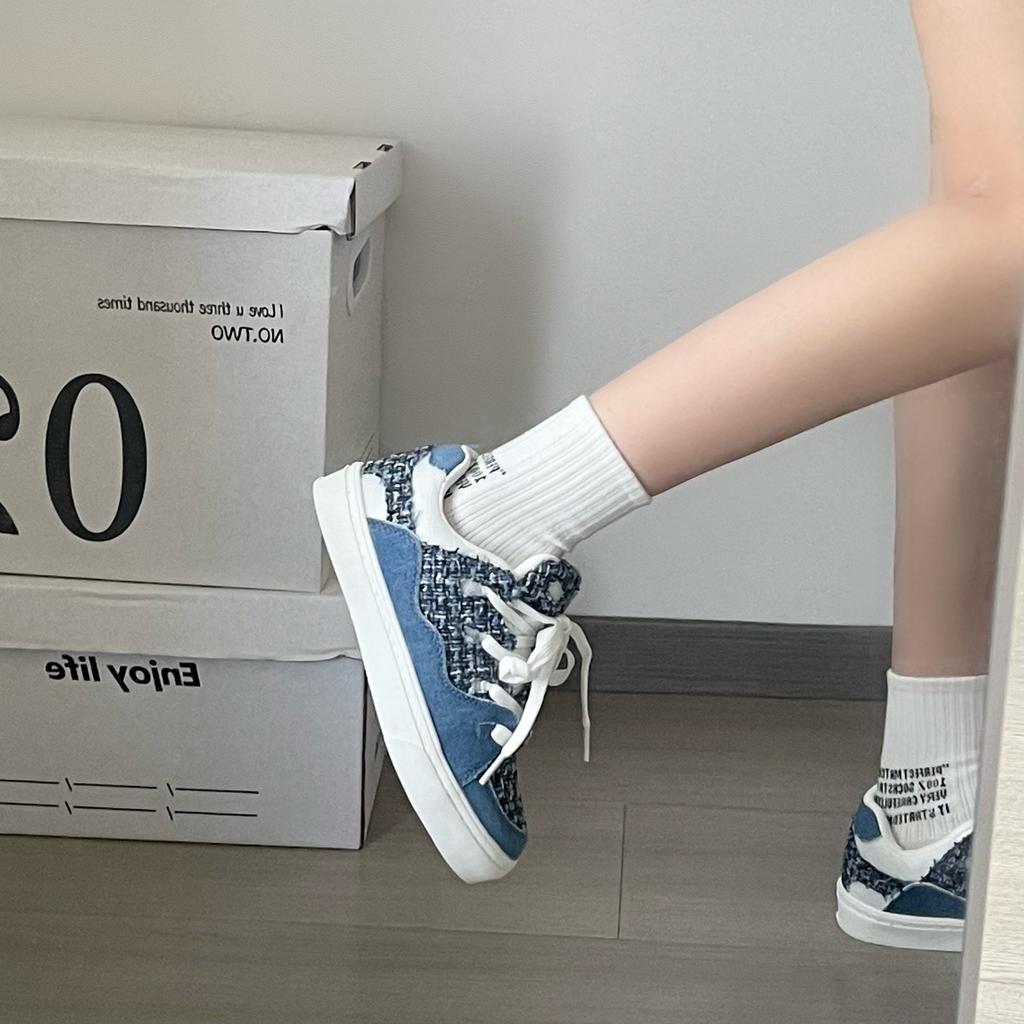 Autumn Ins Fragrant Wind Blue Couple Casual Board Shoes Chic Niche Student Breathable Sneakers