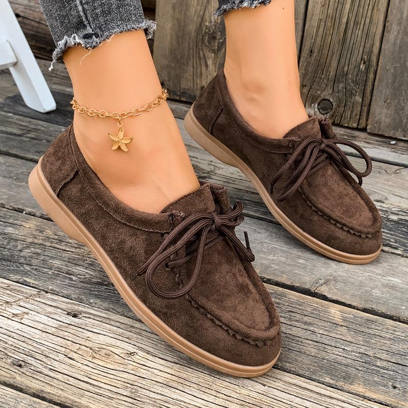 Fashion Women Flats Suede Lace Up Shoes Designer Classical Casual Sneakers 2025 Autumn New Trends Fashion Shoes Running Zapatillas Mujer