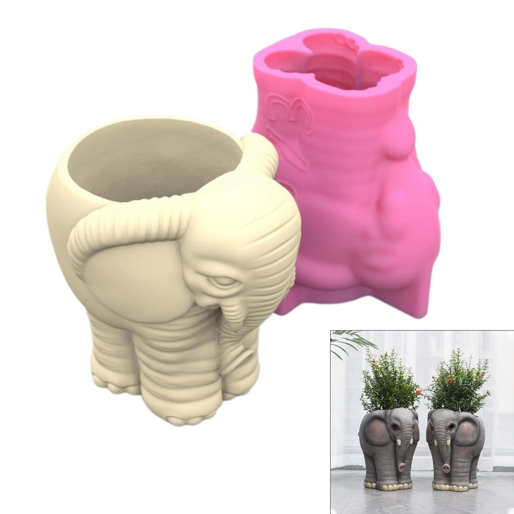 Formy do doniczek 3D Elephant Flower Pots Formy z żywicy epoksydowej Uchwyt na długopisy Świecznik Cementowa doniczka Formy silikonowe Dekoracje domu