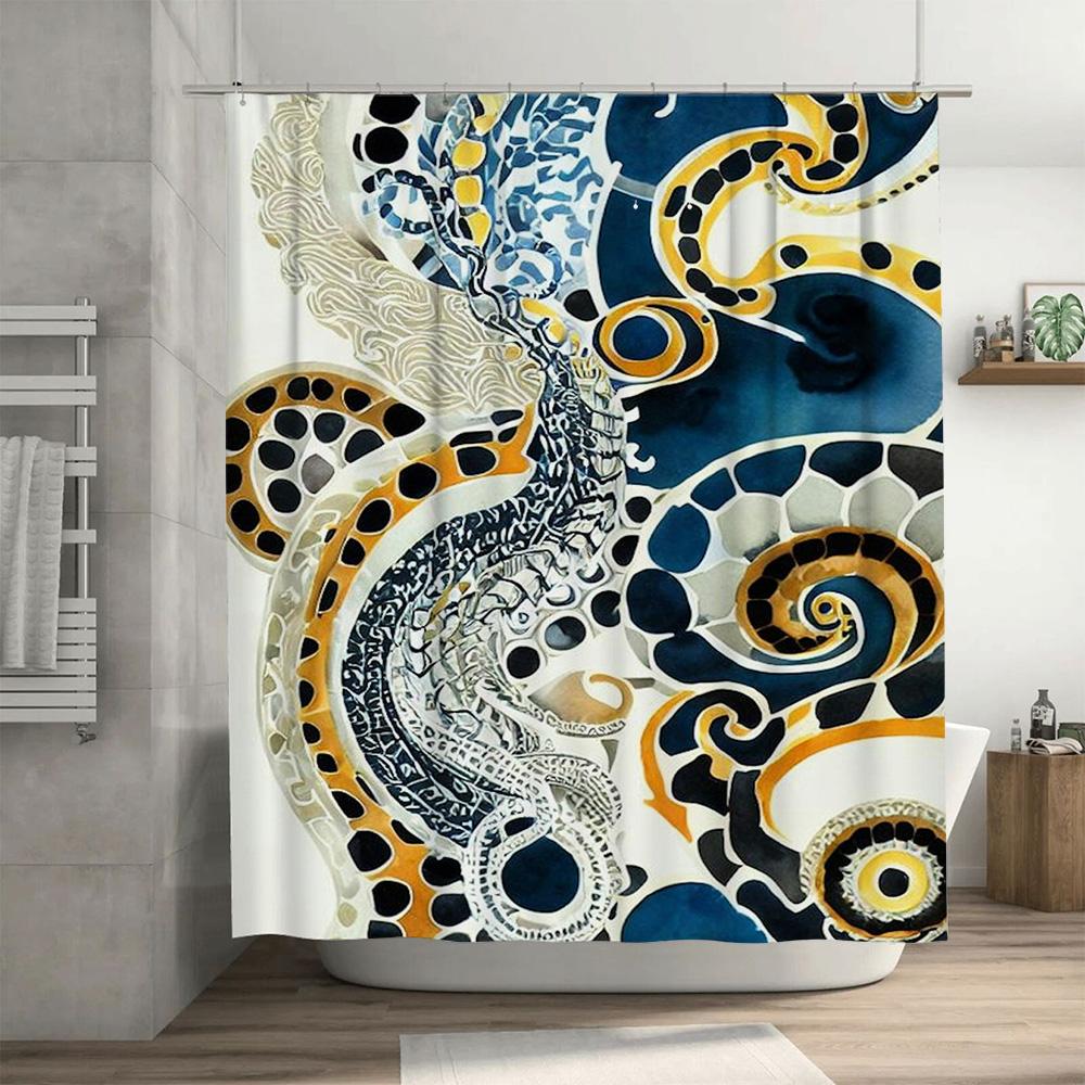 Colorful Fish Shower Curtain Printed Fabric Waterproof Bath Rug Decoration for Bathroom Home
