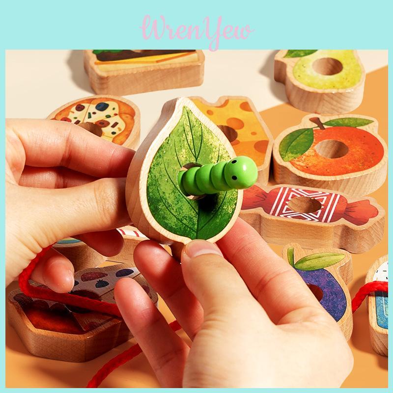 Wooden Caterpillar Bead Stringing Children Puzzle Toys For Kids Focus And Logic Development Educational