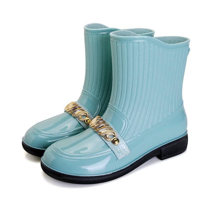 

Women s Waterproof Non-slip Fashion Rain Boots - Casual and Versatile PVC Outdoor Shoes 37 (Runs Small) светло-синий