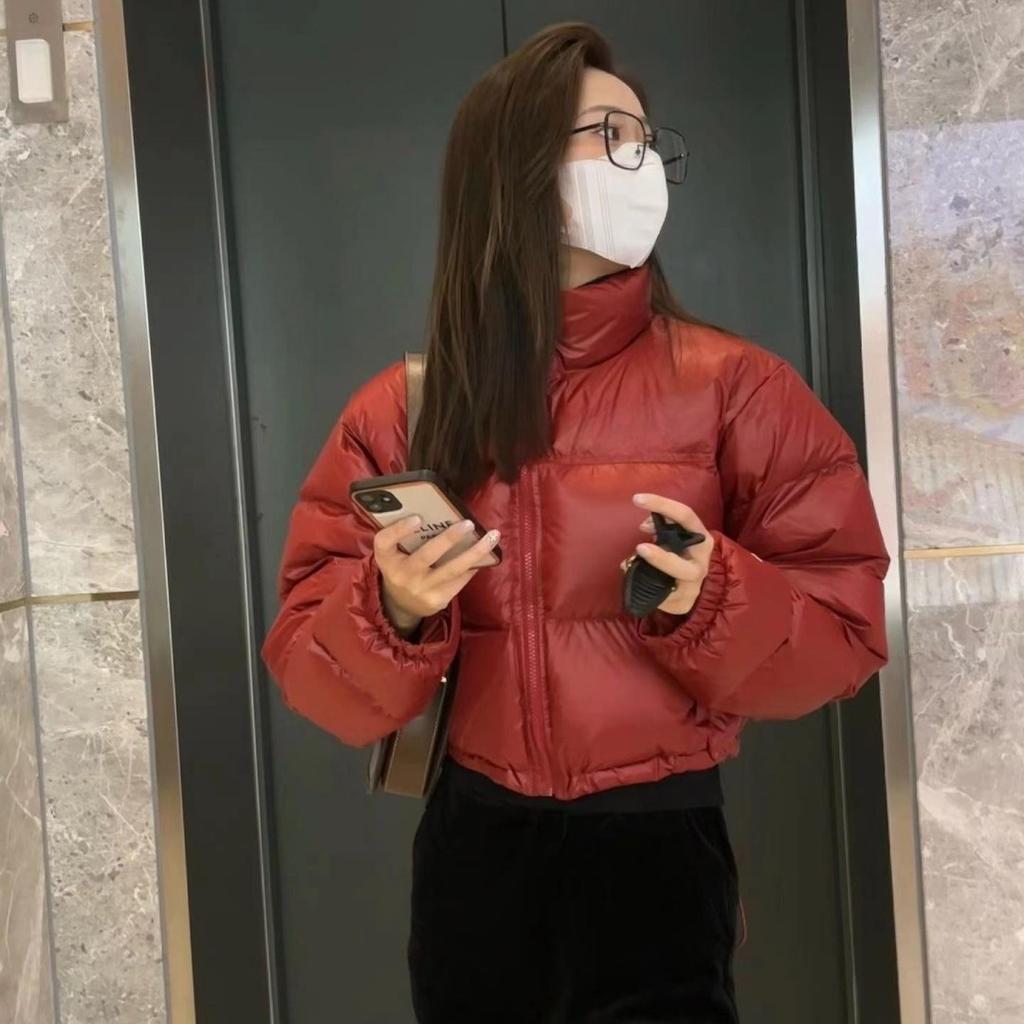 Short Kendou down jacket Jenna US version pod embroidered women's high-waisted stand-up neck bread jacket