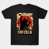 Vintage Catzilla Lustiges Schwarzes Katze T-Shirt