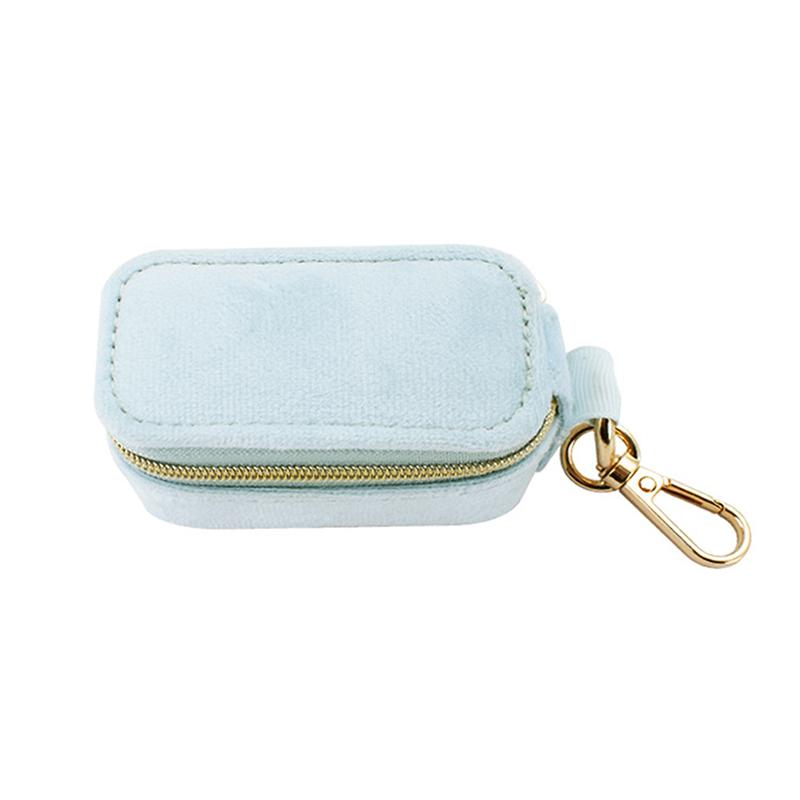 1Pcs Mini Velvet Ring Box Jewelry Storage Case Single Layer Earrings Necklace Organizer Candy Color Zipper Bag Travel Portable