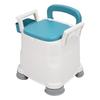 WC Portatile Bracciolo Staccabile Regolabile in Altezza Antiscivolo Sedile in PU Sedia Comoda da Comodino per Anziani Blu