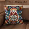 2D Colorful Matryoshka Pillowcases For Home Decor Pattern Cushion Cover Suitable For Sofa Bedroom Car Pillow Cover