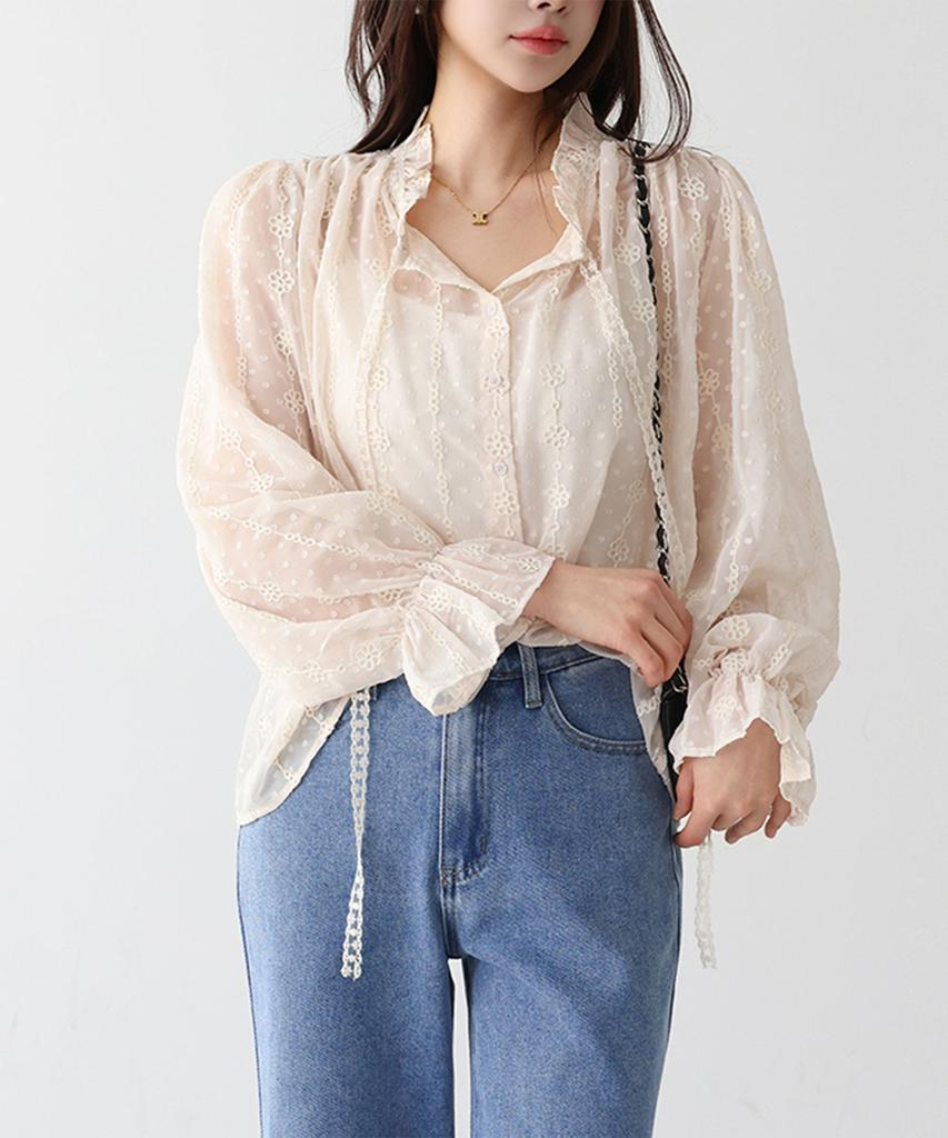 MERCI MARIE Lovely Blouse & Sleeveless Set 49882