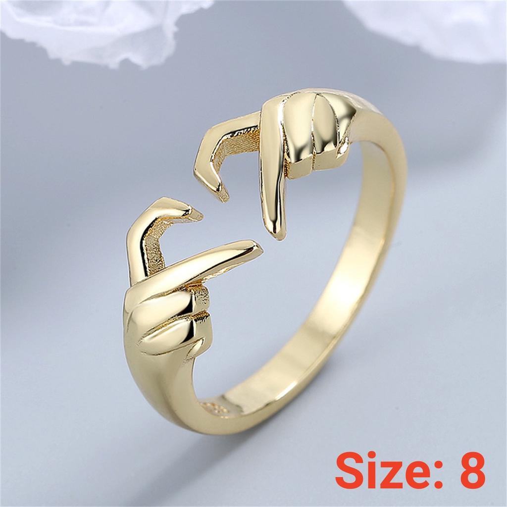 Romantic Love Heart Hand Hug Rings For Women I Love You Forever Punk Gesture Wedding Band Finger Ring Anniversary Couple Jewelry