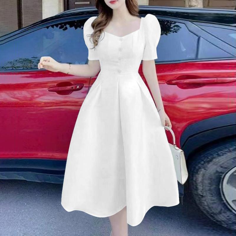 

ZANZEA Женское повседневное летнее платье А-силуэта с V-образным вырезом и короткими рукавами S белый