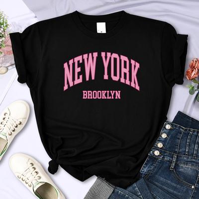 New York Brooklyn Baskılı Kadın Tişört Giyim Vintage Tüm Matematik Kısa Kollu Yaz Nefes Alabilir Tişörtler Moda Rahat Kadın Üstleri
