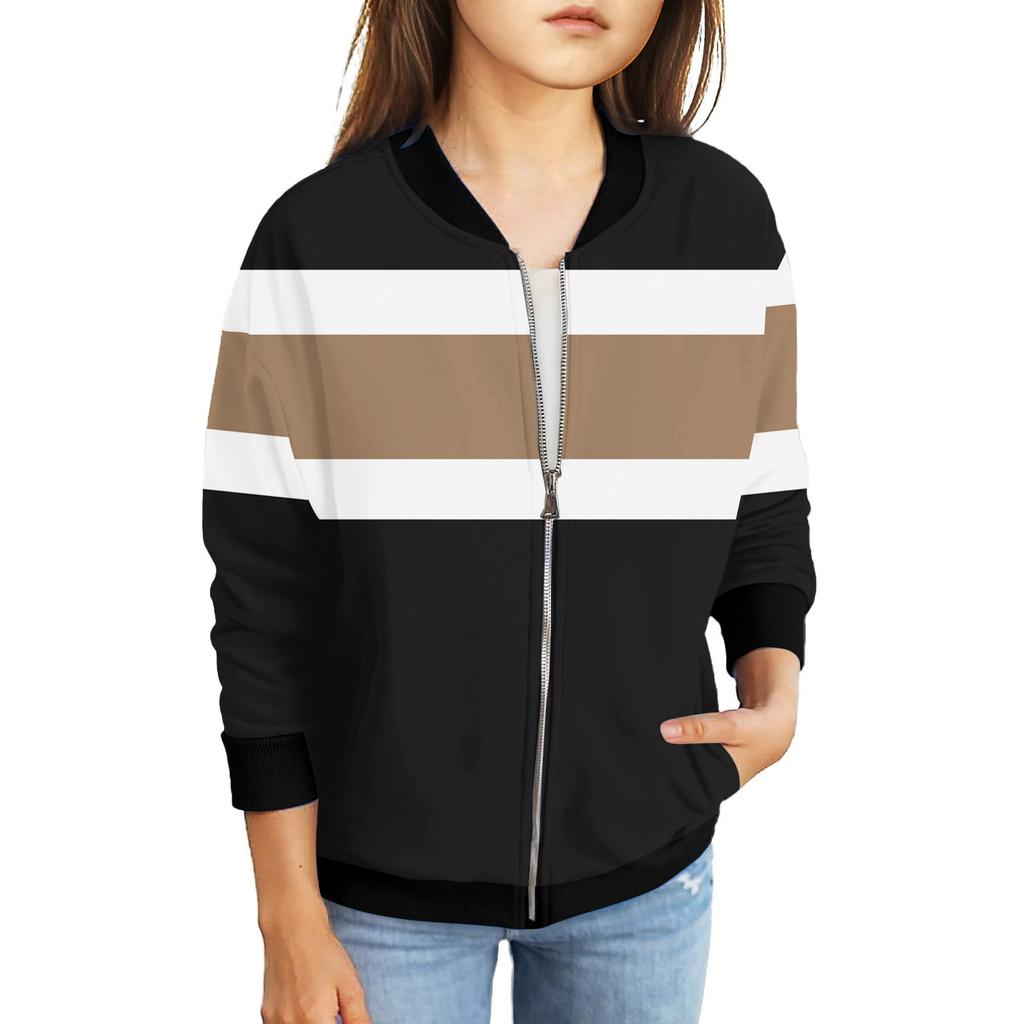 Kızlar Fermuarlı Ceketler Çocuklar Sonbahar Uzun Kollu Sweatshirtler Cepli Dış Giyim 5-15 Yaş