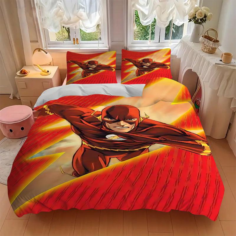 3pcs Flash Superhero Cover Set,Soft Comfortable Duvet Cover,Guest Room (1*Duvet Cover + 2*Pillowcases, Without Core) yy251024024