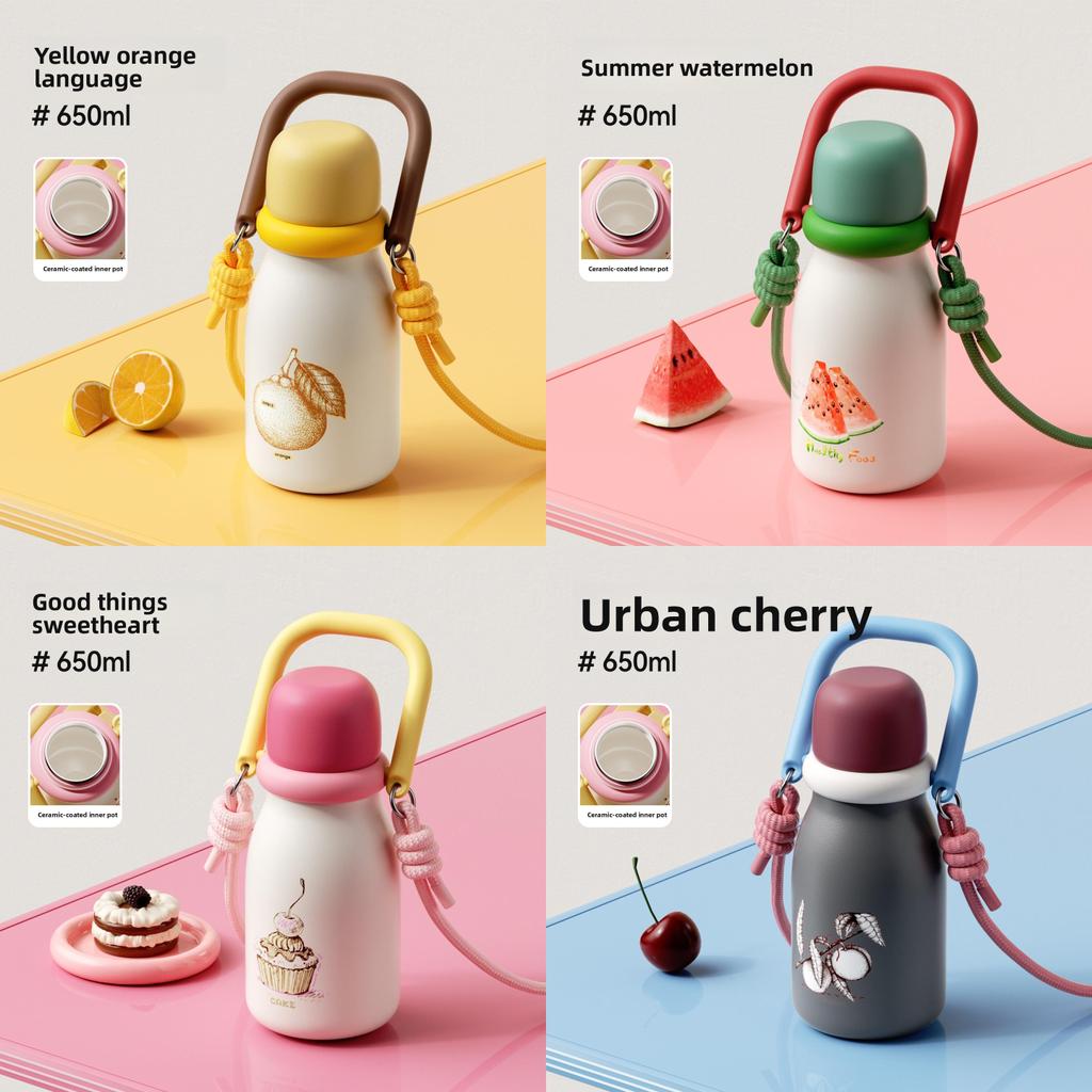 Cute Fruit Flask With Stainless Steel Inner And Capacity For Kids And Adults