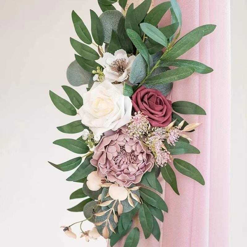 Outdoor Wedding Arch Flower Decoration Simulation Flower Welcome Flower Wedding Scene Arrangement Opening Pendant Simulation Flower 4 Pieces